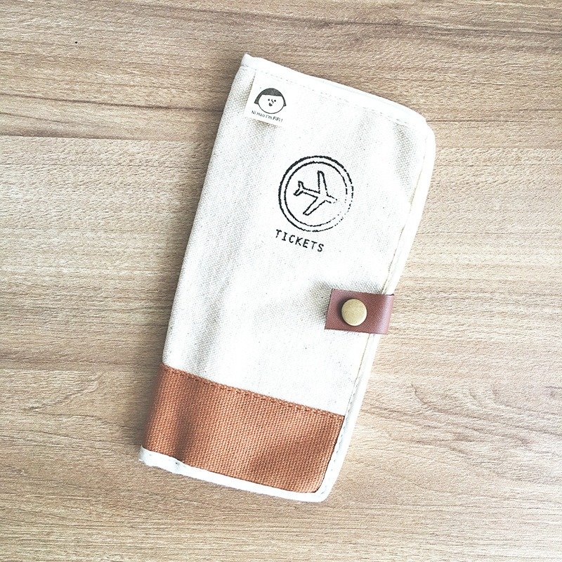 FiFi Zakka旅行护照夹(长)－棕 - 护照夹/护照套 - 棉．麻 咖啡色