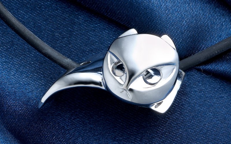 家猫全坠饰 - 项链 - 纯银 银色