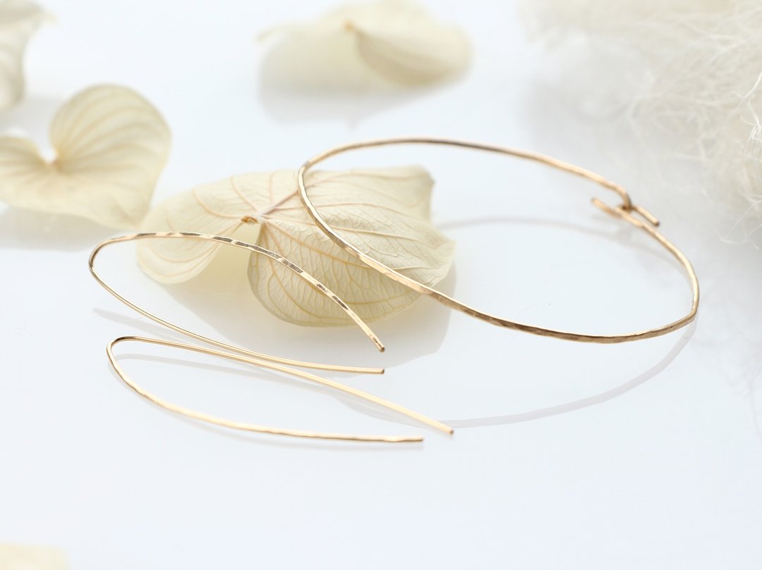 Goody Bag -14 kgf-texture bangle and pierced set - 手链/手环 - 其他金属 金色