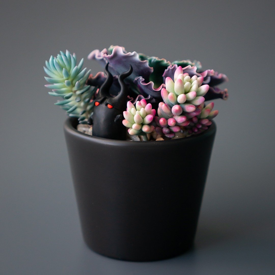 黑色隐藏珠宝盒，饰有 Echeveria Shaviana - 收纳用品 - 其他材质 