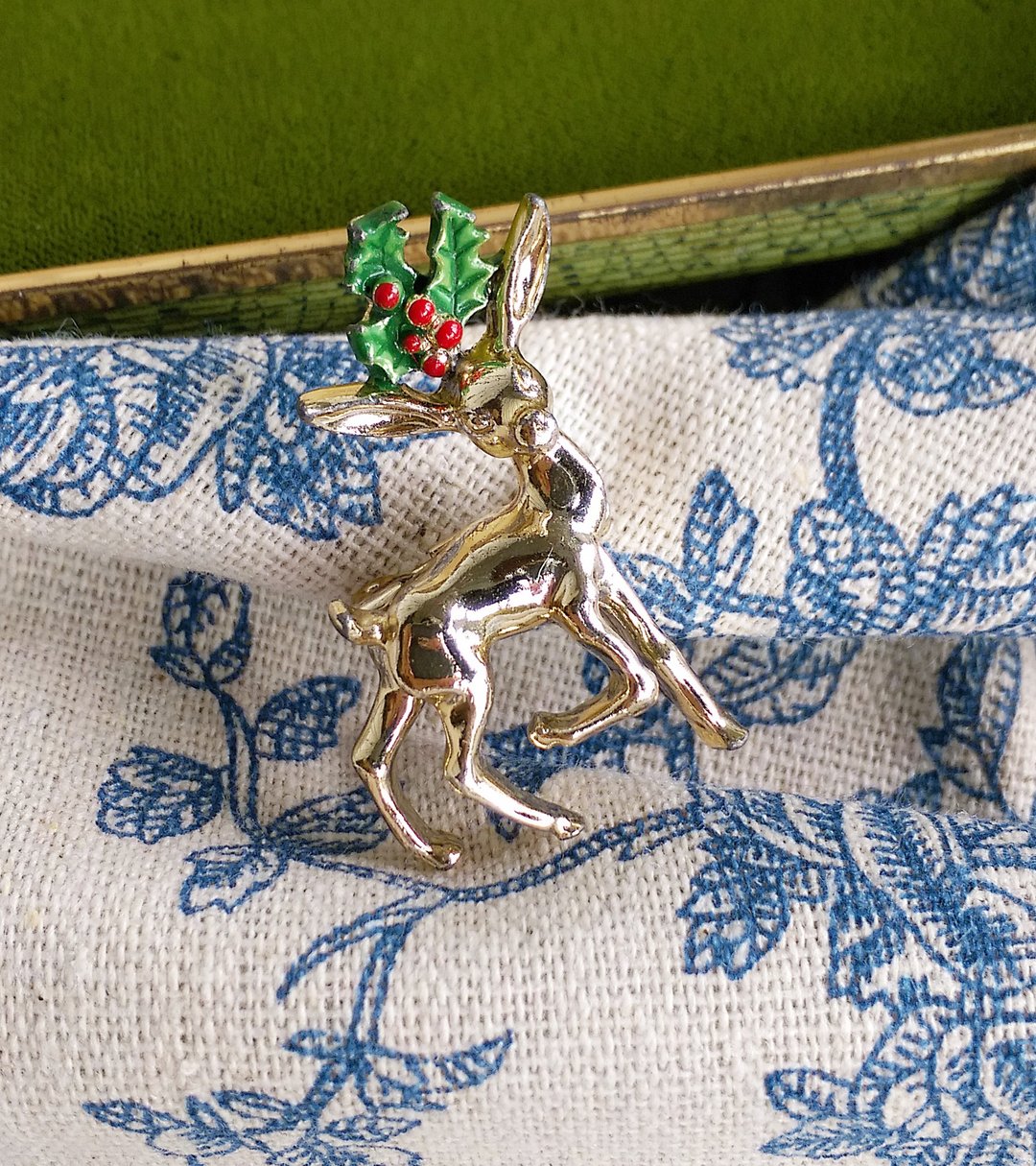 Vintage Jewelry 圣诞节首饰  GERRYS 可爱小鹿 小巧 别针 胸针 - 徽章/别针 - 其他材质 金色