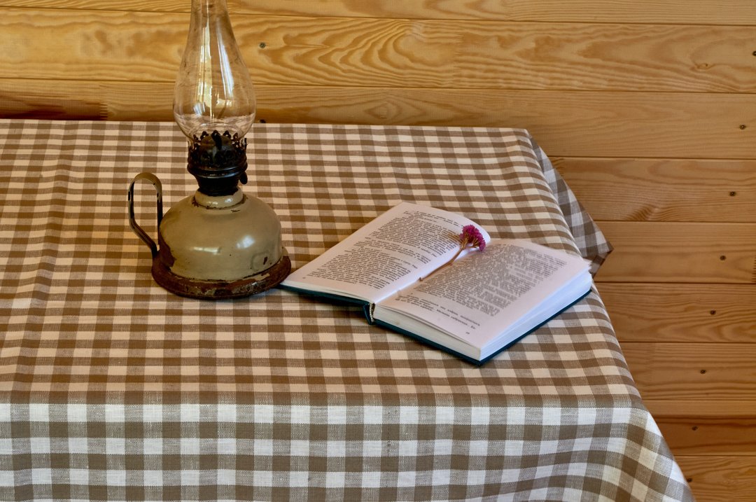 Linen Rustic Checkered Large Grey Dining Tablecloth - 枕头/抱枕 - 棉 银色