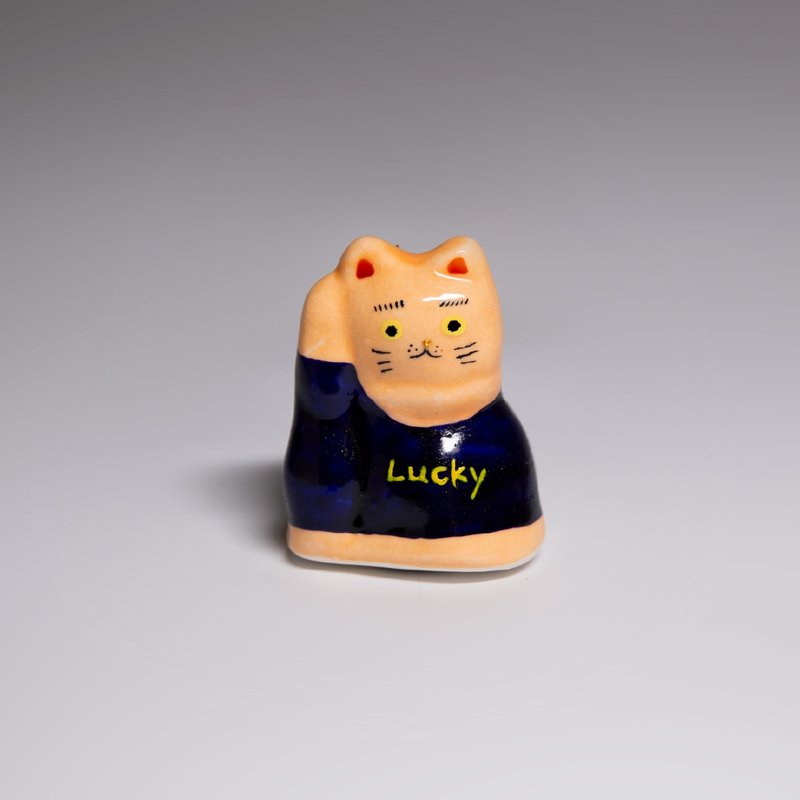 街头开运招财猫-T恤猫-Lucky - 摆饰 - 陶 白色