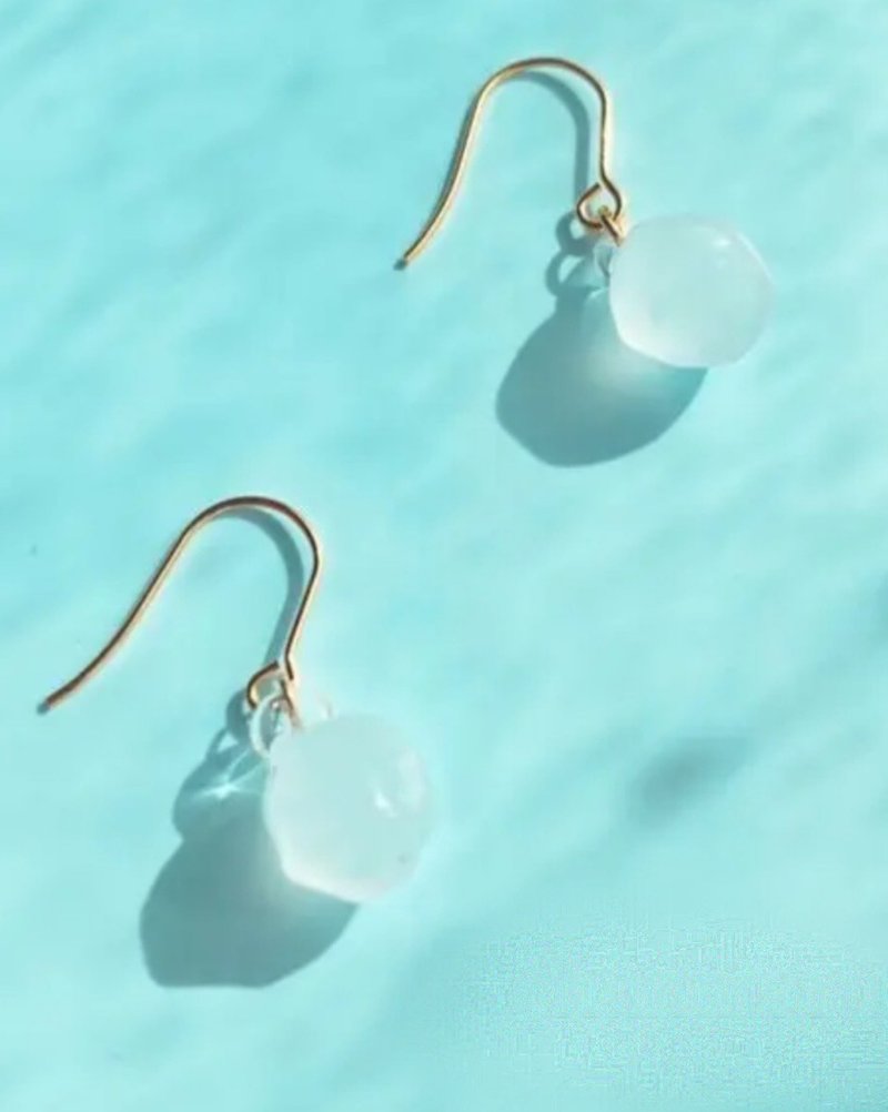 冰砖 - 耳环/耳夹 - 玻璃 白色