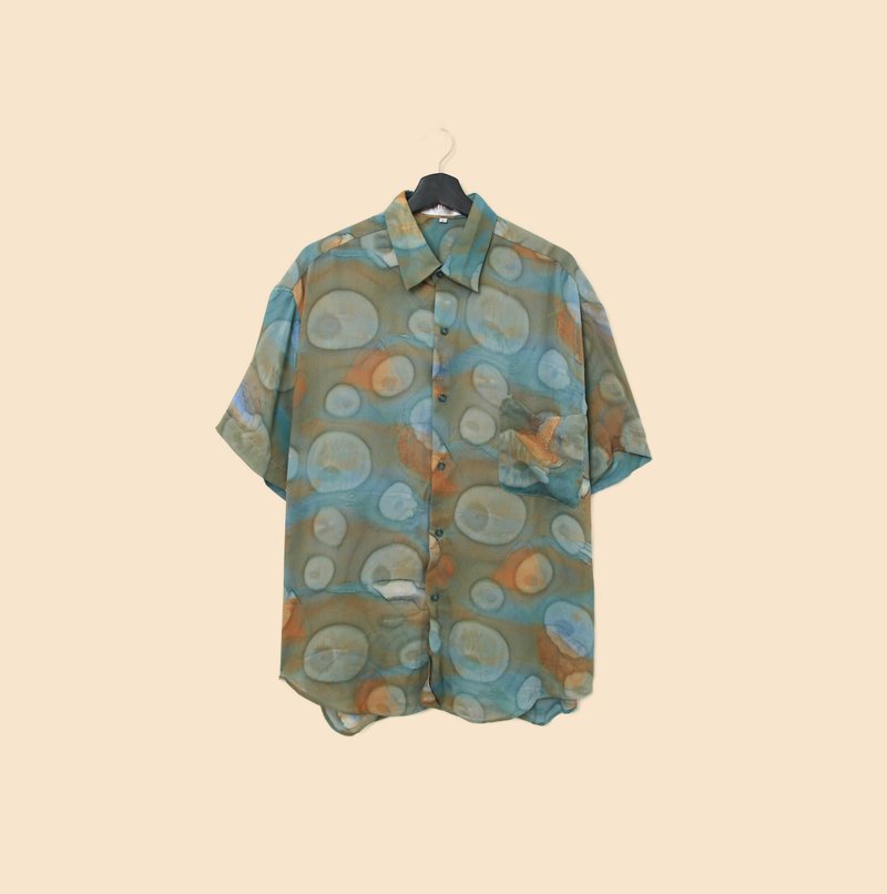 Back to Green-短袖花衬衫 晕染撞色 复古 ss-28 vintage shirt - 男装衬衫 - 棉 