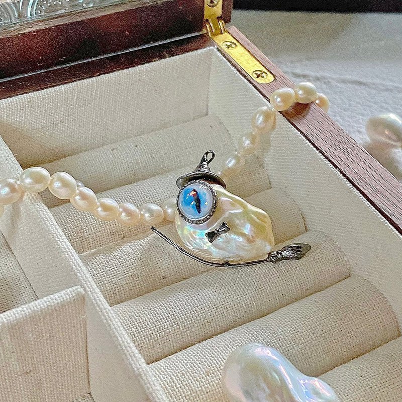 【Amelia Jewelry】海洋精灵 · 天然巴洛克珍珠吊坠 - 项链 - 珍珠 白色