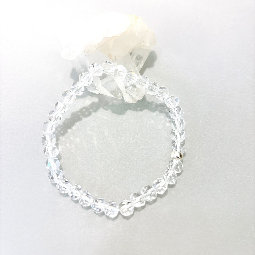 Ops Rock Crystal silver bracelet -白水晶/纯银/简约/钻切/手链 - 手链/手环 - 银 透明