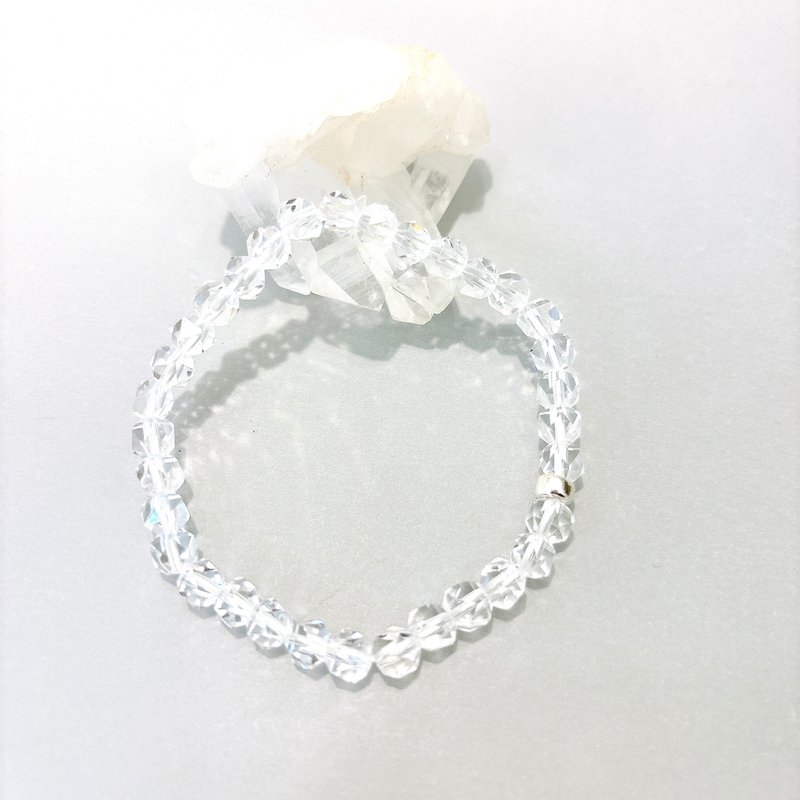 Ops Rock Crystal silver bracelet -白水晶/纯银/简约/钻切/手链 - 手链/手环 - 银 透明