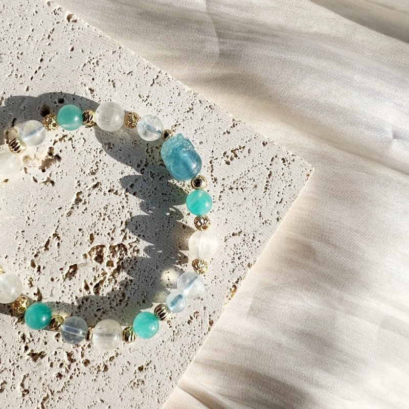 水手日志//海蓝宝 貔貅 拉丝绿锂辉石 天河石 水晶 手链 手环 - 手链/手环 - 水晶 