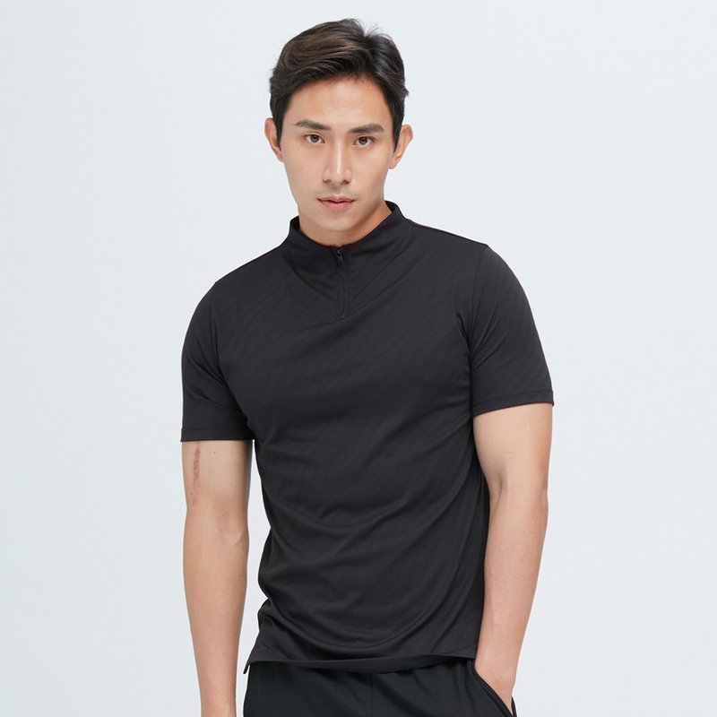 Cozee-抗菌除臭小高领合身吸排上衣(男)-隧海黑 - 男装上衣/T 恤 - 聚酯纤维 黑色