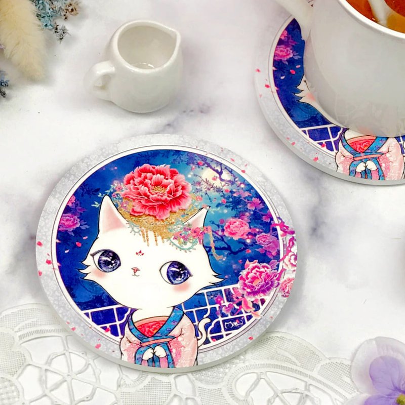 陶瓷 | 吸水杯垫 | 冷热皆可 - 喵妃 - 杯垫 - 瓷 蓝色