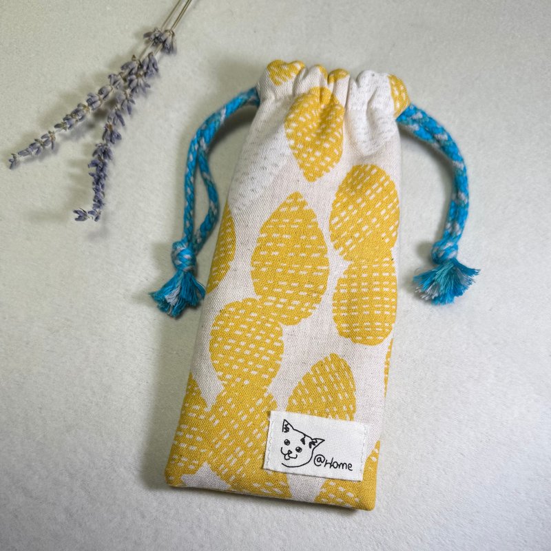 澎澎杂货束口袋 - 束口袋双肩包 - 棉．麻 黄色