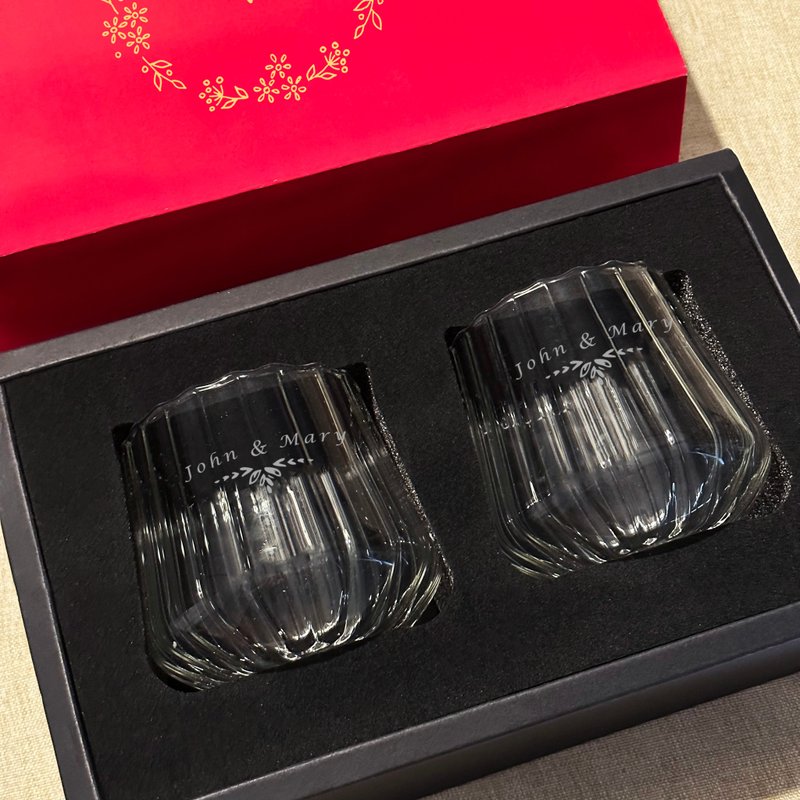 条纹花苞威士忌杯 小众创意玻璃酒杯 文字雕刻 情侣闺蜜生日礼物 - 酒杯/酒器 - 玻璃 白色