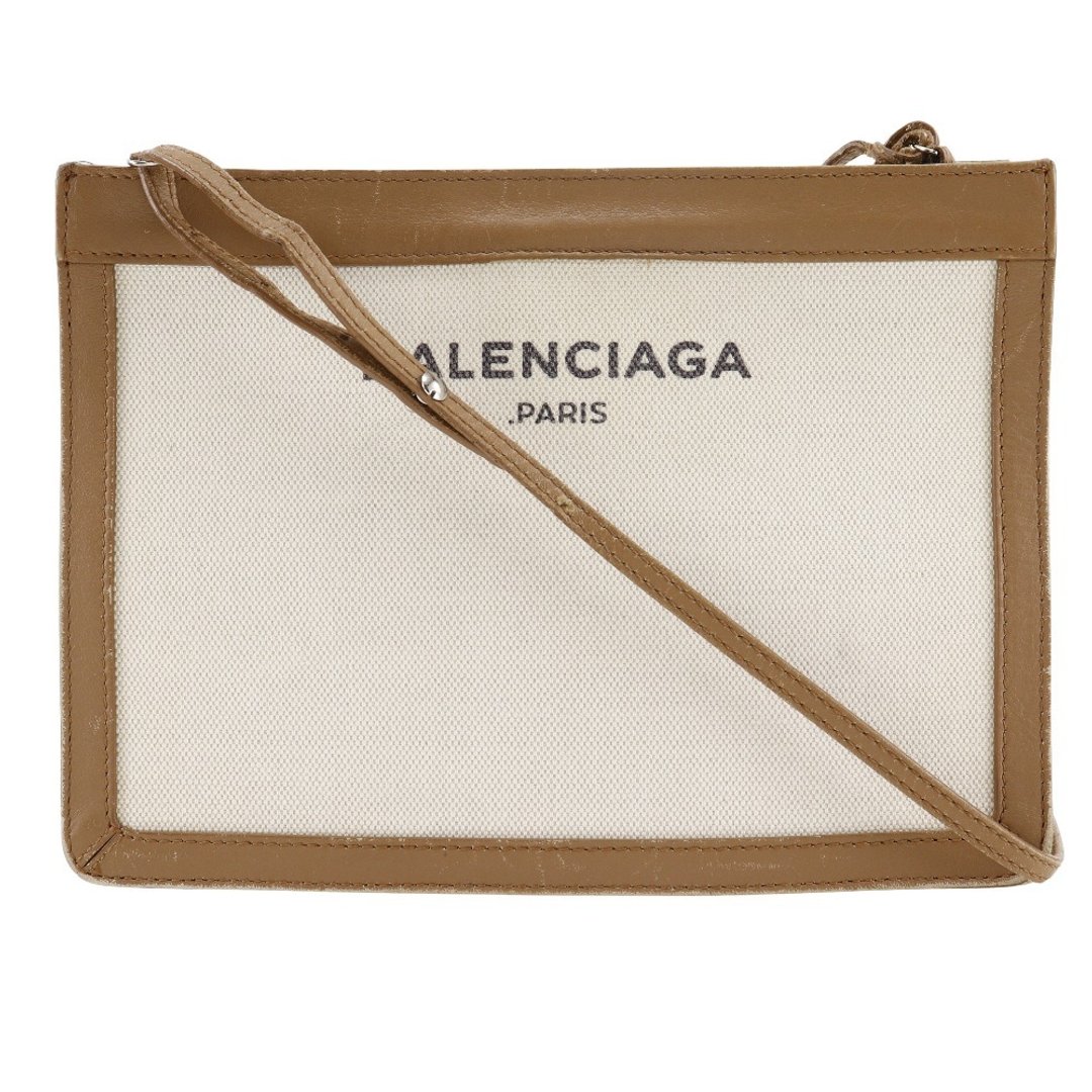 【日本直送】BALENCIAGA 巴黎世家 NAVY POCHETTE 侧背包 339937 帆布 x 皮革 棕色 女仕【二手】 - 侧背包/斜挎包 - 棉．麻 咖啡色