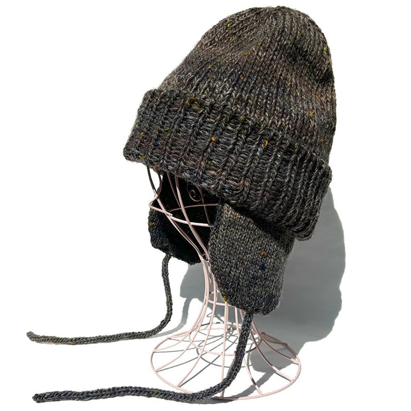 【针织帽】Dive 三色编织飞行员帽 - 帽子 - 羊毛 咖啡色