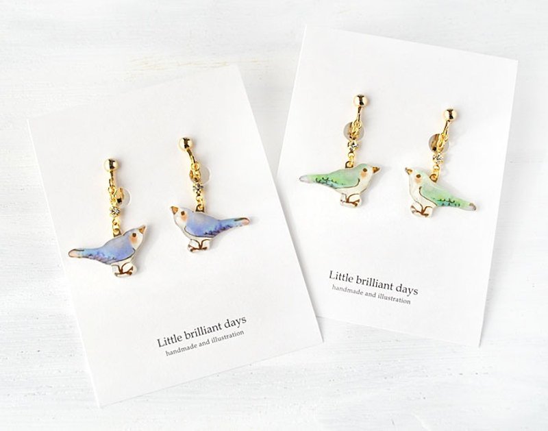 BIRD EARRING Blue bird Clip-On that carry happiness - 耳环/耳夹 - 塑料 蓝色