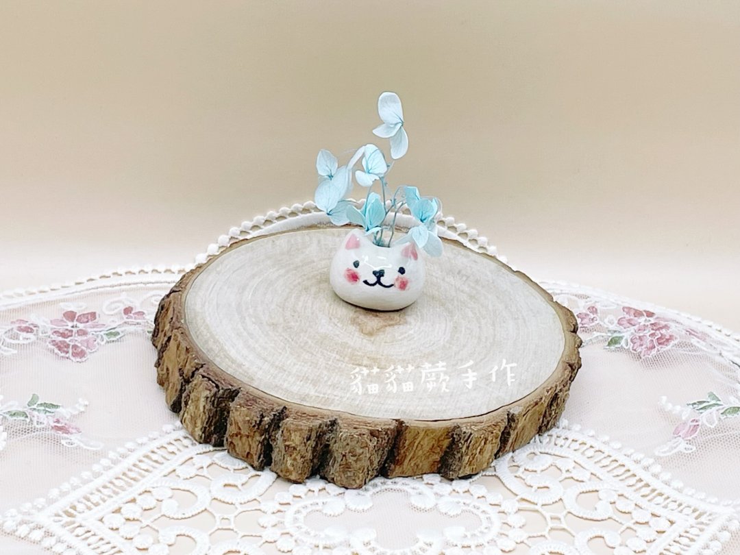 圆滚滚小白猫 线香座  薰香  疗愈小物  小花瓶 多用途陶器  猫猫 - 摆饰 - 瓷 白色