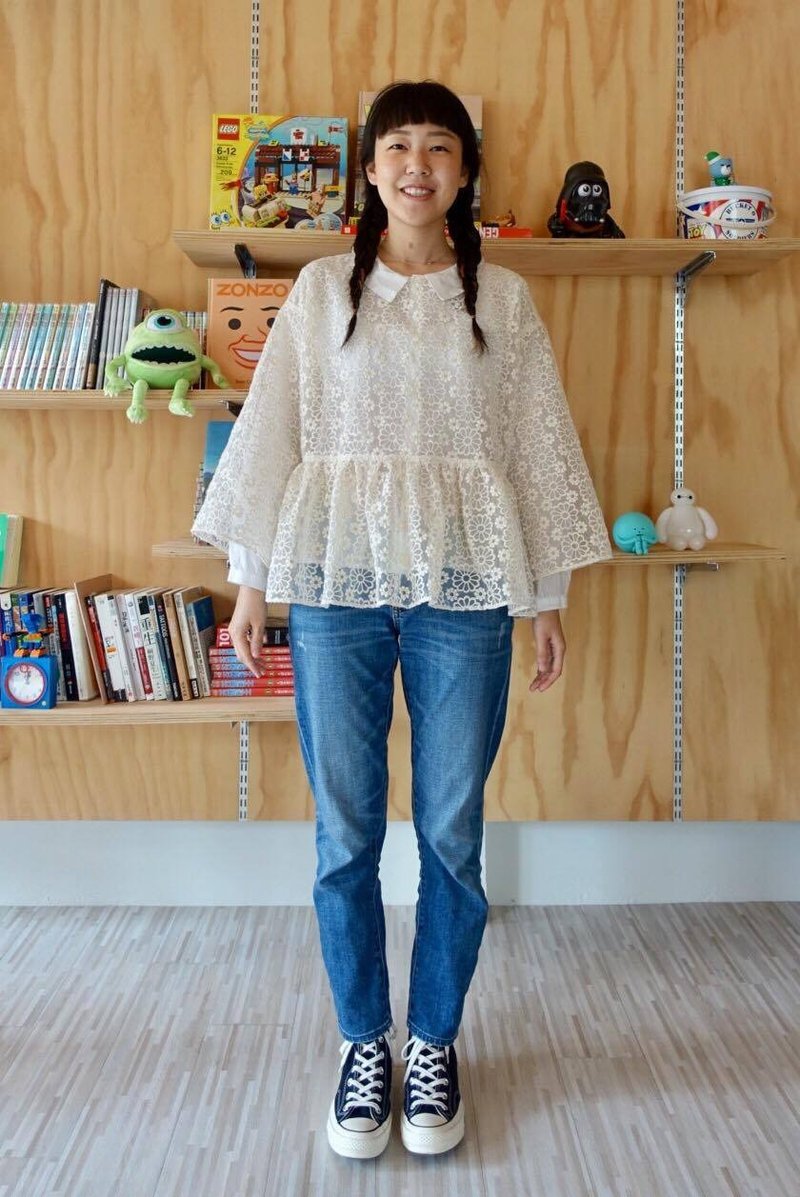 蕾丝宽袖上衣 - 女装上衣 - 其他材质 白色