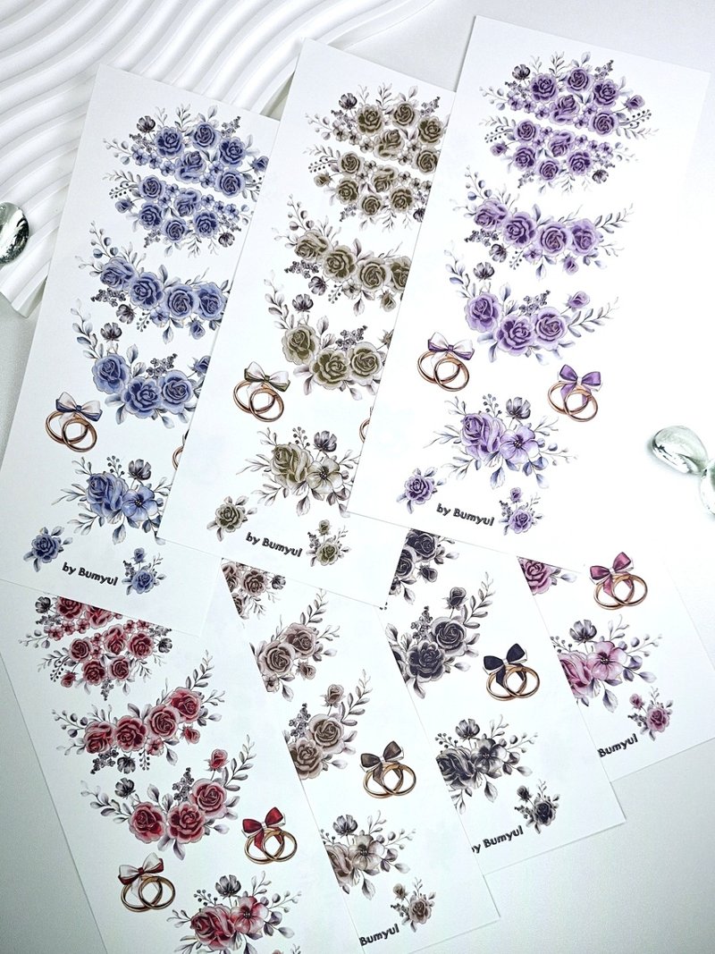 浪漫婚礼玫瑰装饰 - 便条纸/标签贴 - 纸 多色