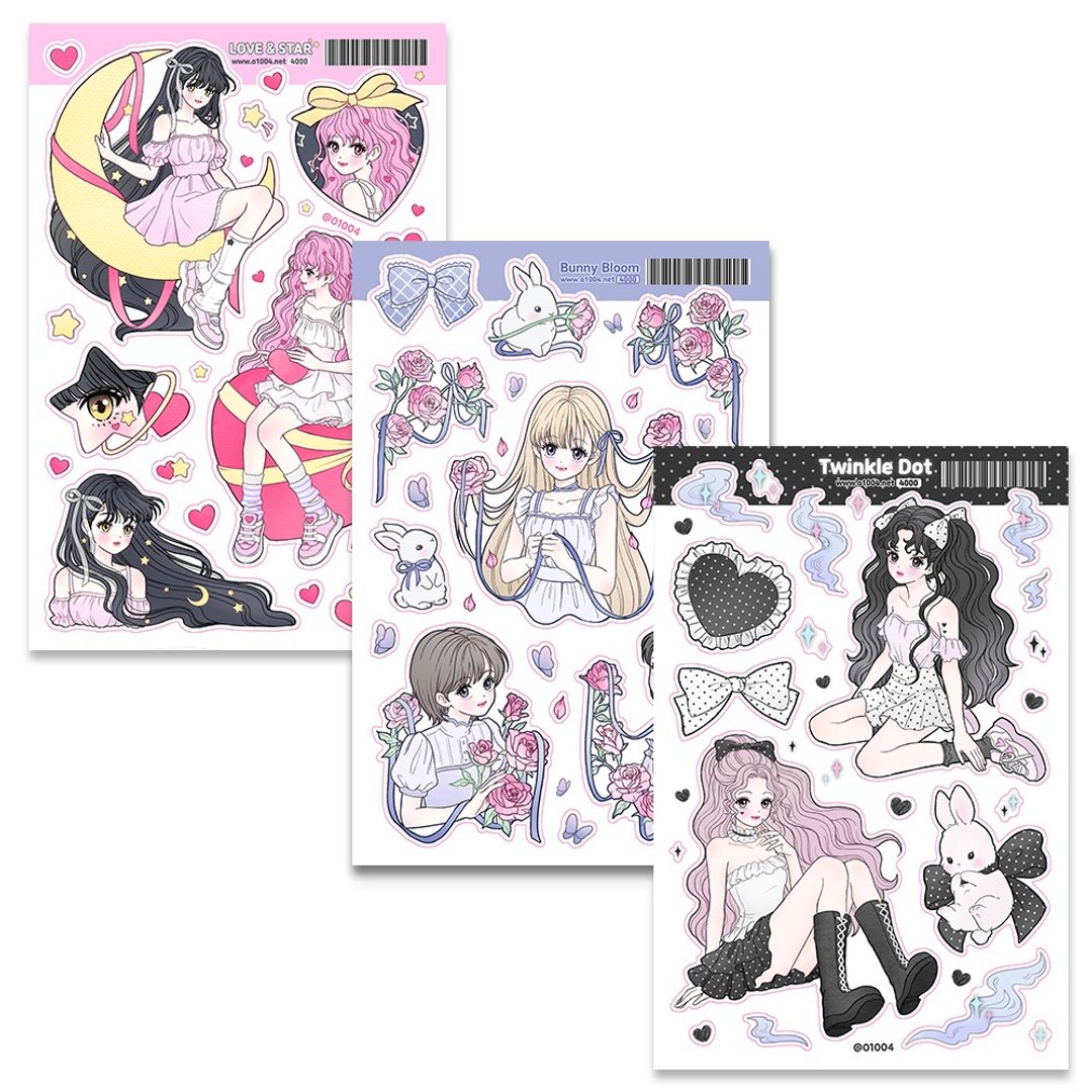 Love & Star / Bunny Bloom / Twinkle Dot - 贴纸 - 纸 