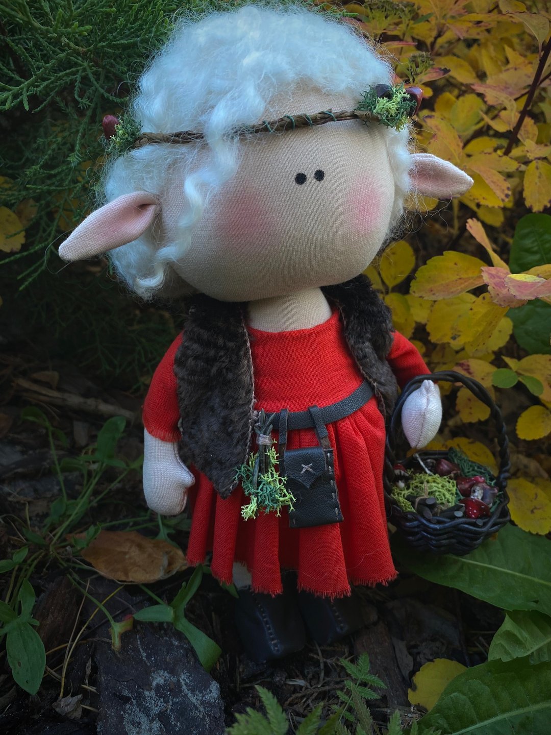 Art Doll Toy Handmade beautiful fairy 30cm - 玩偶/公仔 - 棉 红色