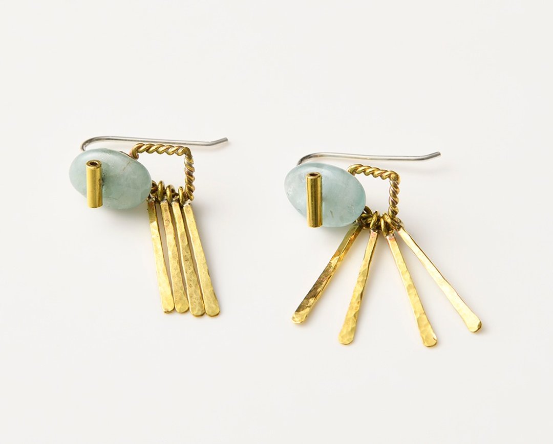 CP201 (Aquamarine) - 耳环/耳夹 - 其他金属 蓝色
