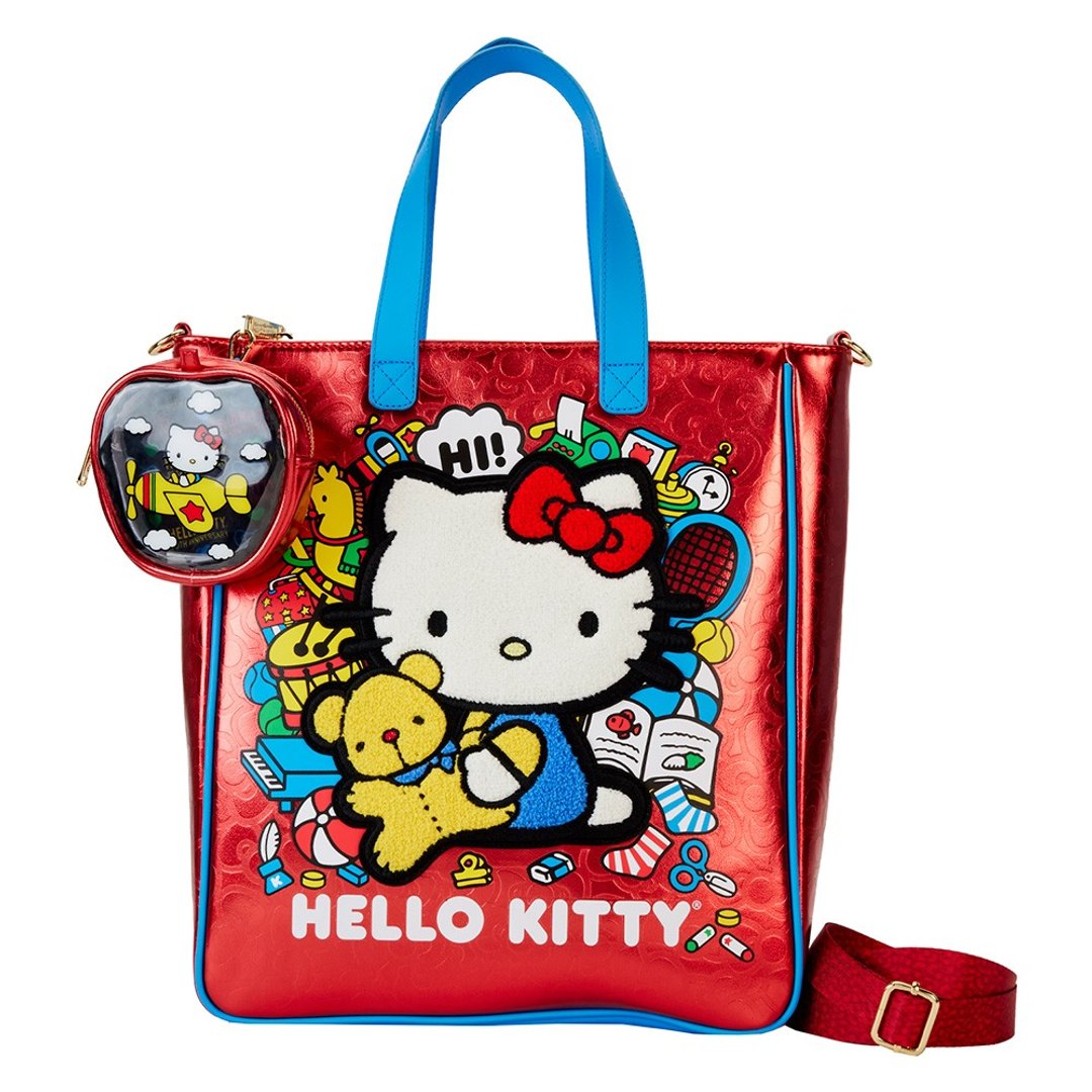 LOUNGEFLY-Hello Kitty50周年时尚托特包 - 手提包/手提袋 - 人造皮革 红色