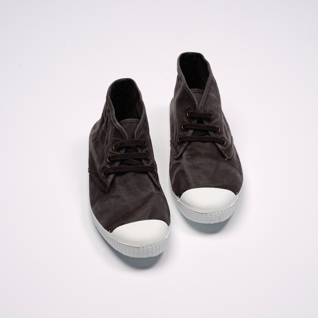 西班牙帆布鞋 CIENTA 60777 01 黑色 洗旧布料 大人 Chukka - 女款休闲鞋 - 棉 黑色
