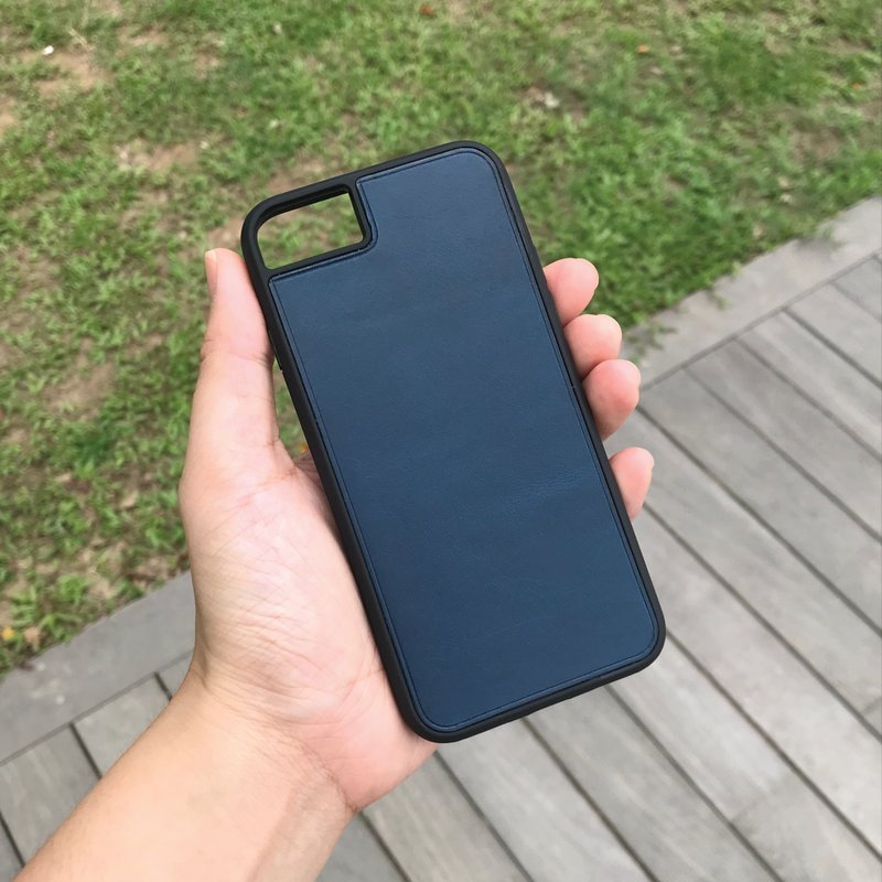 【iPhone手机壳】蓝色植鞣牛皮/防摔/多款型号/定制化印字 - 手机壳/手机套 - 真皮 蓝色