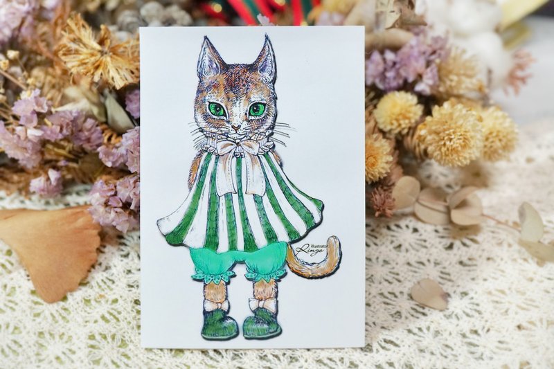 克莱儿 - 手绘日制动物疗愈防水贴纸 / 小卡片 / 行李箱 / 笔电 - 贴纸 - 纸 绿色