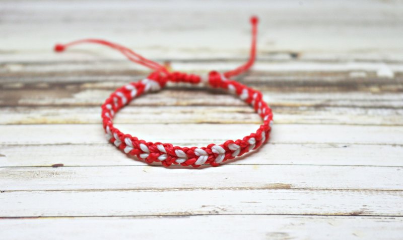 手编蚕丝蜡线素款 ((伸缩式)) <心恋心> //可以自选颜色// - 手链/手环 - 蜡 红色