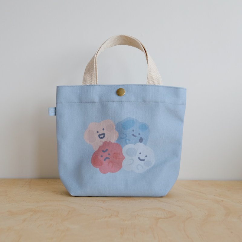 挤成一团 防拨水布小提袋 轻便托特包 - 手提包/手提袋 - 聚酯纤维 蓝色