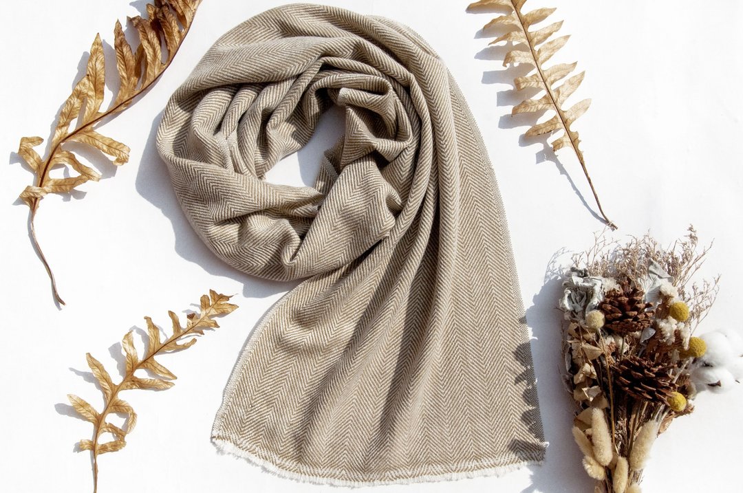 喀什米尔Cashmere/针织围巾/纯羊毛围巾/羊毛披巾-厚款条纹 - 围巾/披肩 - 羊毛 多色