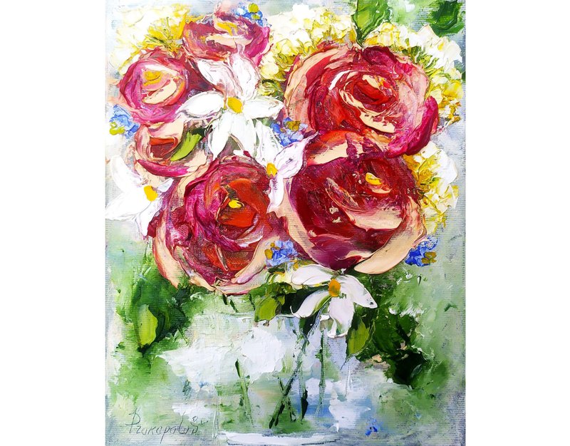 Mediterranean Painting Moon Original Art Night Seascape Art 10x8 in - 墙贴/壁贴 - 其他材质 紫色