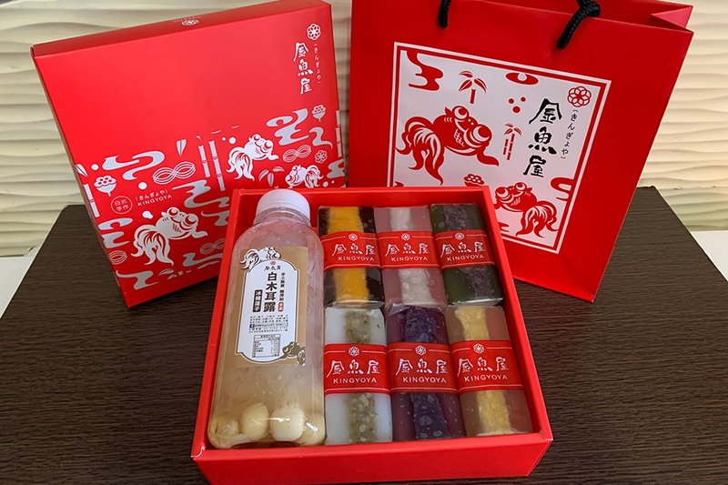 冰糖莲子白木耳露 x 水晶糕礼盒 - 蛋糕/甜点 - 新鲜食材 红色