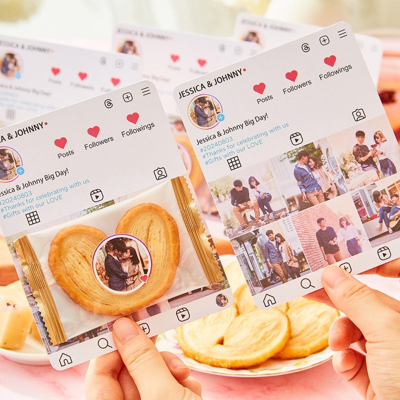 回礼小礼物推荐 蝴蝶酥 雪花酥 曲奇配IG回礼心意卡 来图订制 - 手工饼干 - 其他材质 