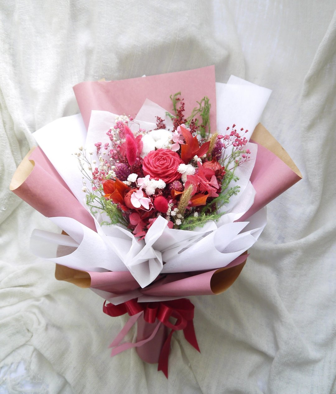 幸福莳光.幸福红色系.干燥花.索拉花.永生花.情人节礼物.求婚花束 - 干燥花/捧花 - 植物．花 红色