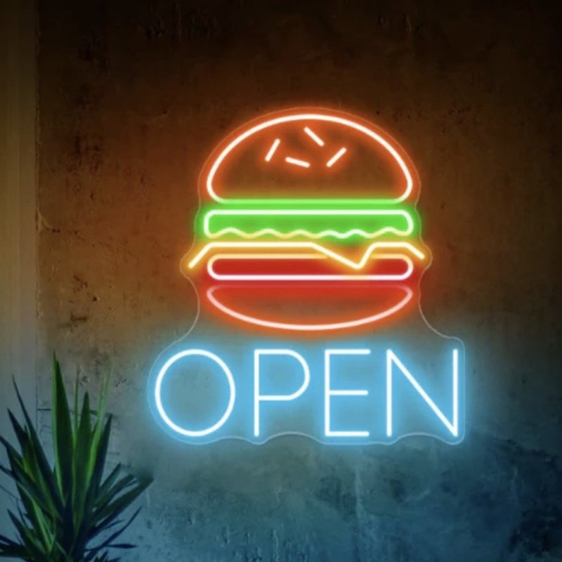 汉堡店铺营业中霓虹灯LED Neon Sign发光字礼物手作广告招牌 - 灯具/灯饰 - 压克力 透明