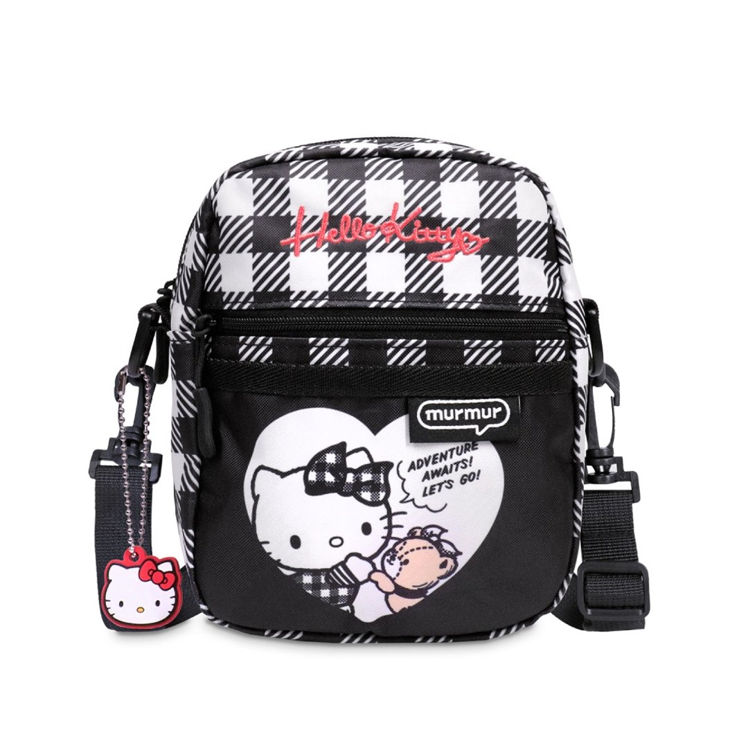murmur轻量旅行两用mini包 | hello kitty (黑白格) | 附吊饰 - 侧背包/斜挎包 - 聚酯纤维 卡其色