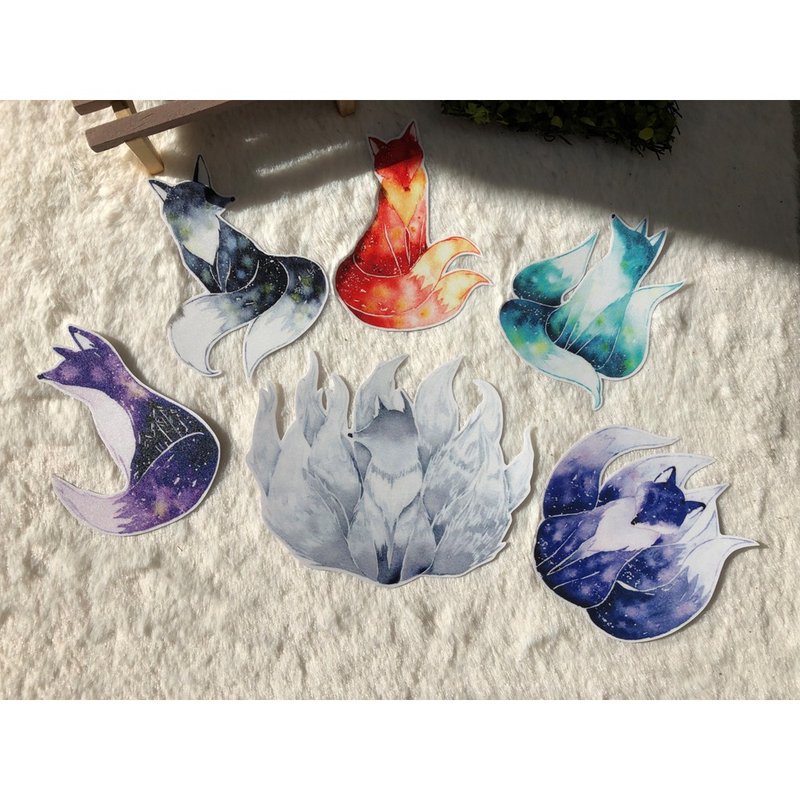 PVC防水贴纸-行李贴-(大)-星空狐狸款 - 贴纸 - 纸 多色