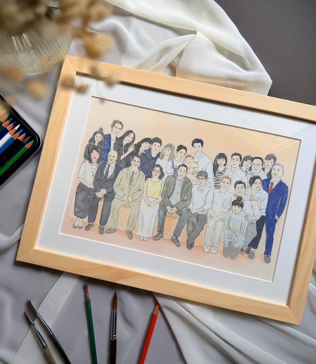 25 人全家福似颜绘 团体似颜绘含电子档 - 订制画像 - 其他材质 