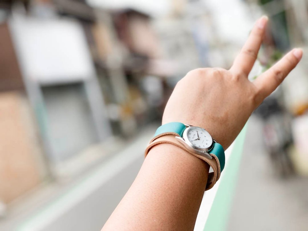 WPILES The charm of refreshing pop turquoise W Piles watch Dripping code WPW-WTT-W - 女表 - 真皮 蓝色