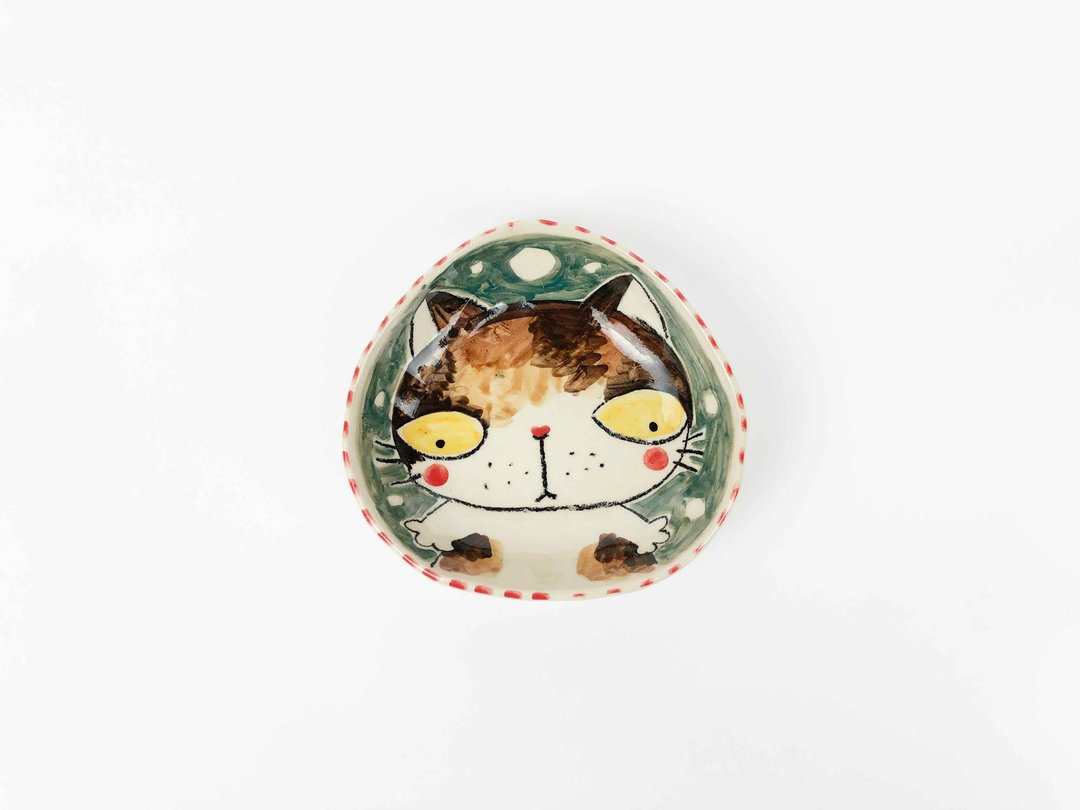Nice Little Clay 手工彩绘小碟 小花猫 0304-26 - 浅碟/小碟子 - 陶 多色