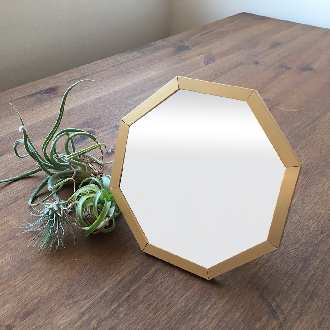 八角镜 Octam Octagon Stand & Wall Mirror S Size 日本制 - 彩妆刷具/镜子/梳子 - 铝合金 金色