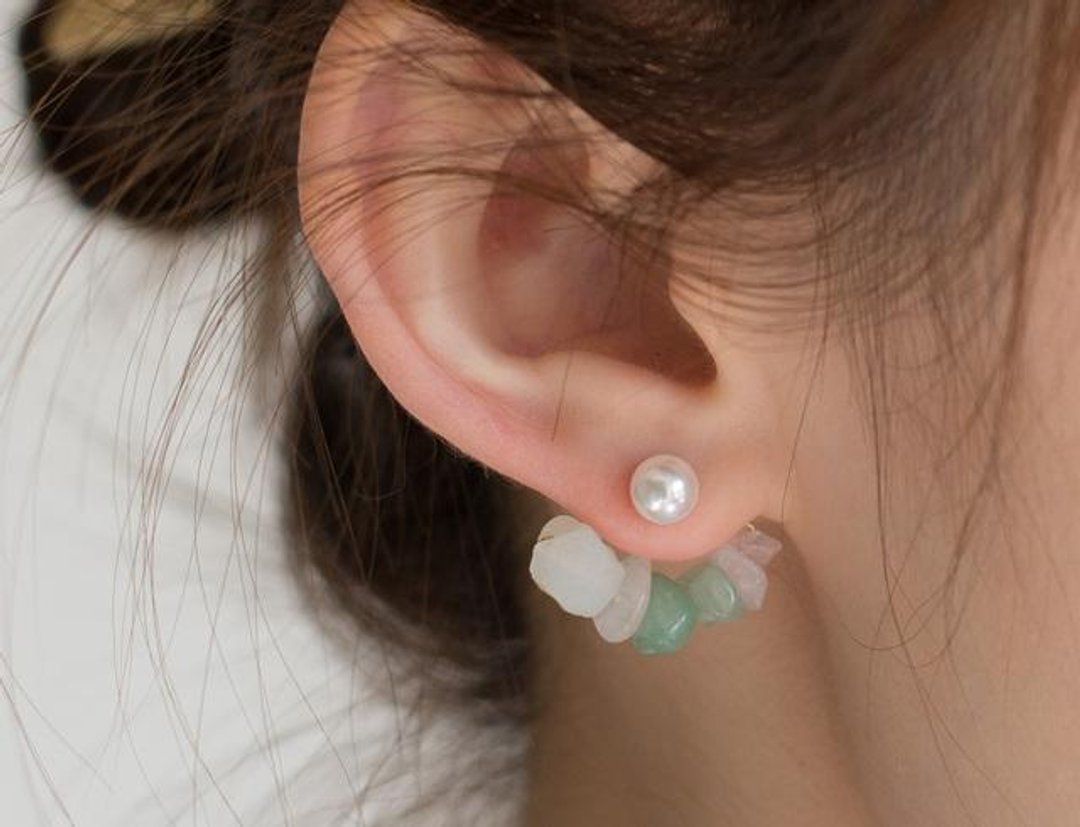 [14kgf] Cicely Pierce GREEN Sicily Pierce Green - 耳环/耳夹 - 其他金属 