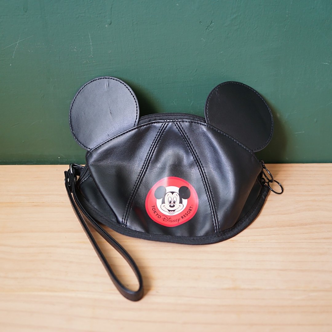 【北极二手杂货】二手 Disney 米奇造型手拿包 东京迪士尼 - 手提包/手提袋 - 人造皮革 黑色