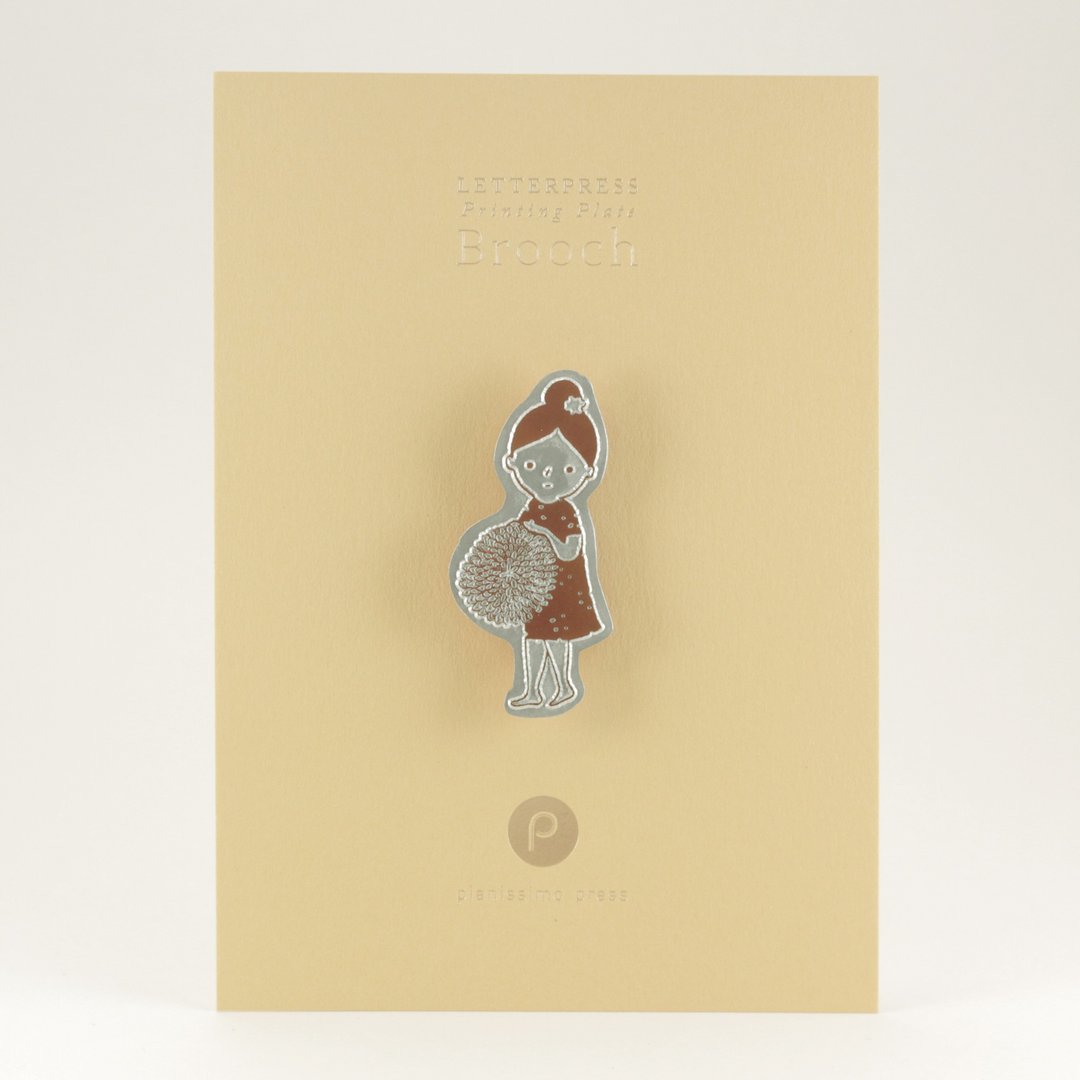 In Full Bloom Letterpress Brooch - 胸针 - 其他金属 银色