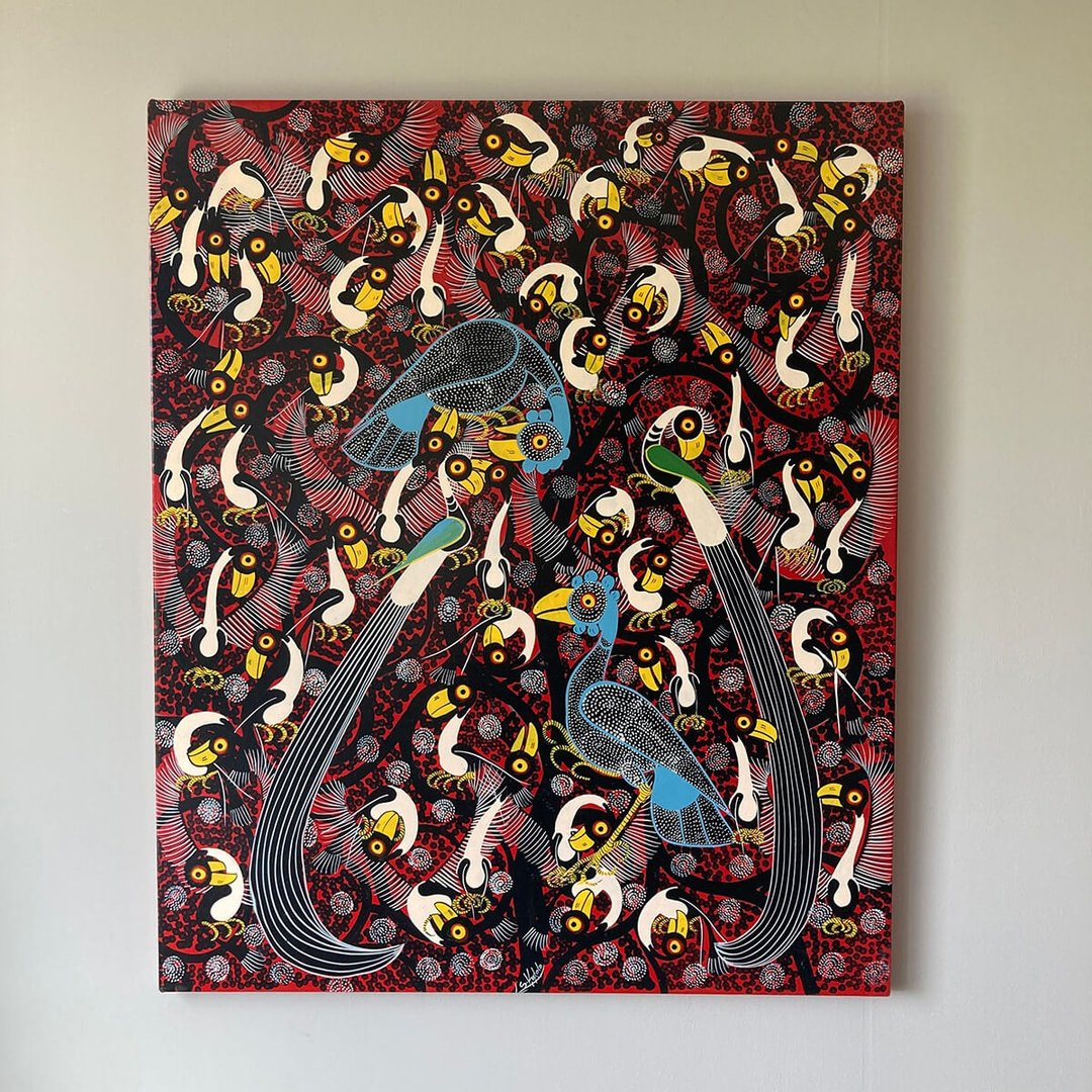 【U374 鸟的奏鸣曲】非洲艺术空运来台/72X60cm - 海报/装饰画/版画 - 其他材质 