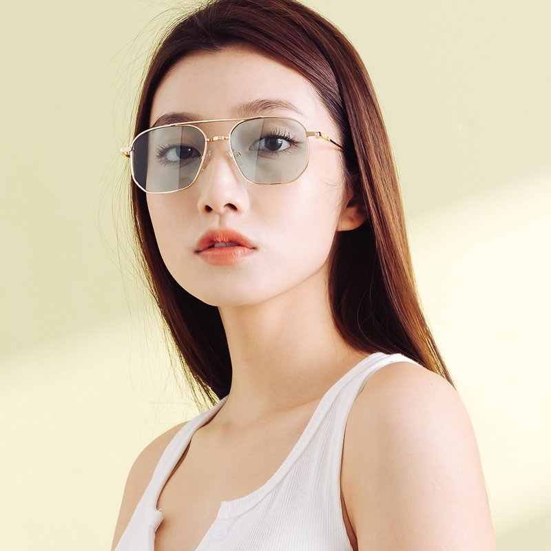 太浩湖的翡翠俯瞰│翡翠绿双梁设计飞官款墨镜│UV400太阳眼镜 - 墨镜 - 其他金属 绿色