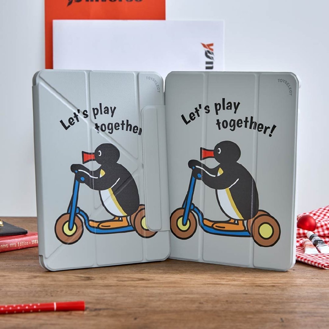 PINGU 玩滑板车强悍磁吸 iPad 三折/Y 折保护壳 - 平板/电脑保护壳 - 塑料 多色